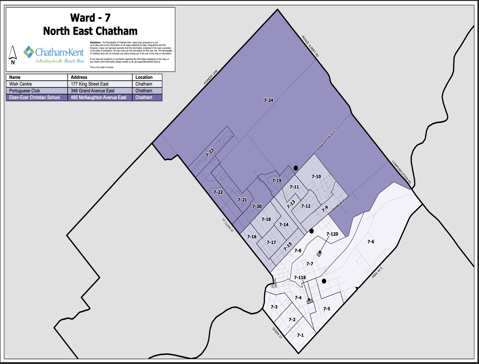 Ward 7 North East Chatham Boundary Map