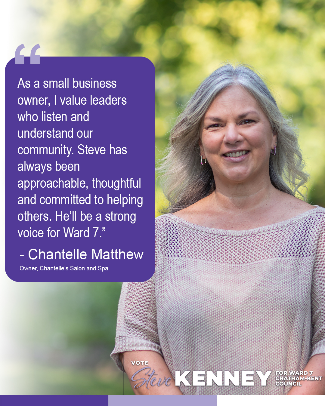 Chantelle Matthew Endorsement - Steve Kenney Ward 7