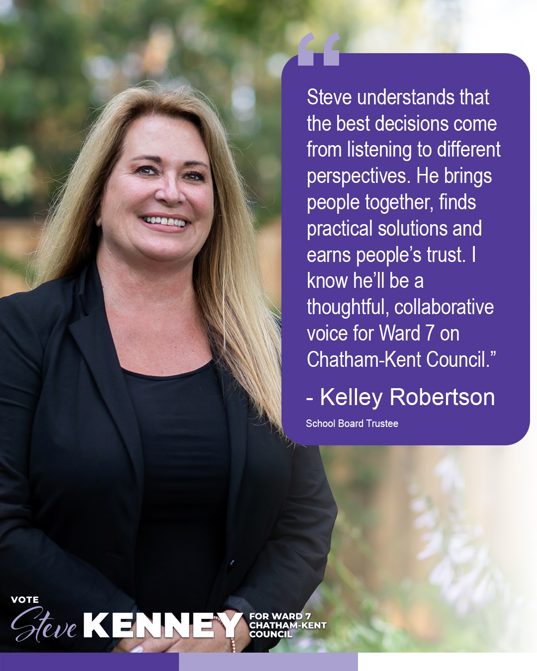 Kelley Robertson Endorsement - Steve Kenney Ward 7