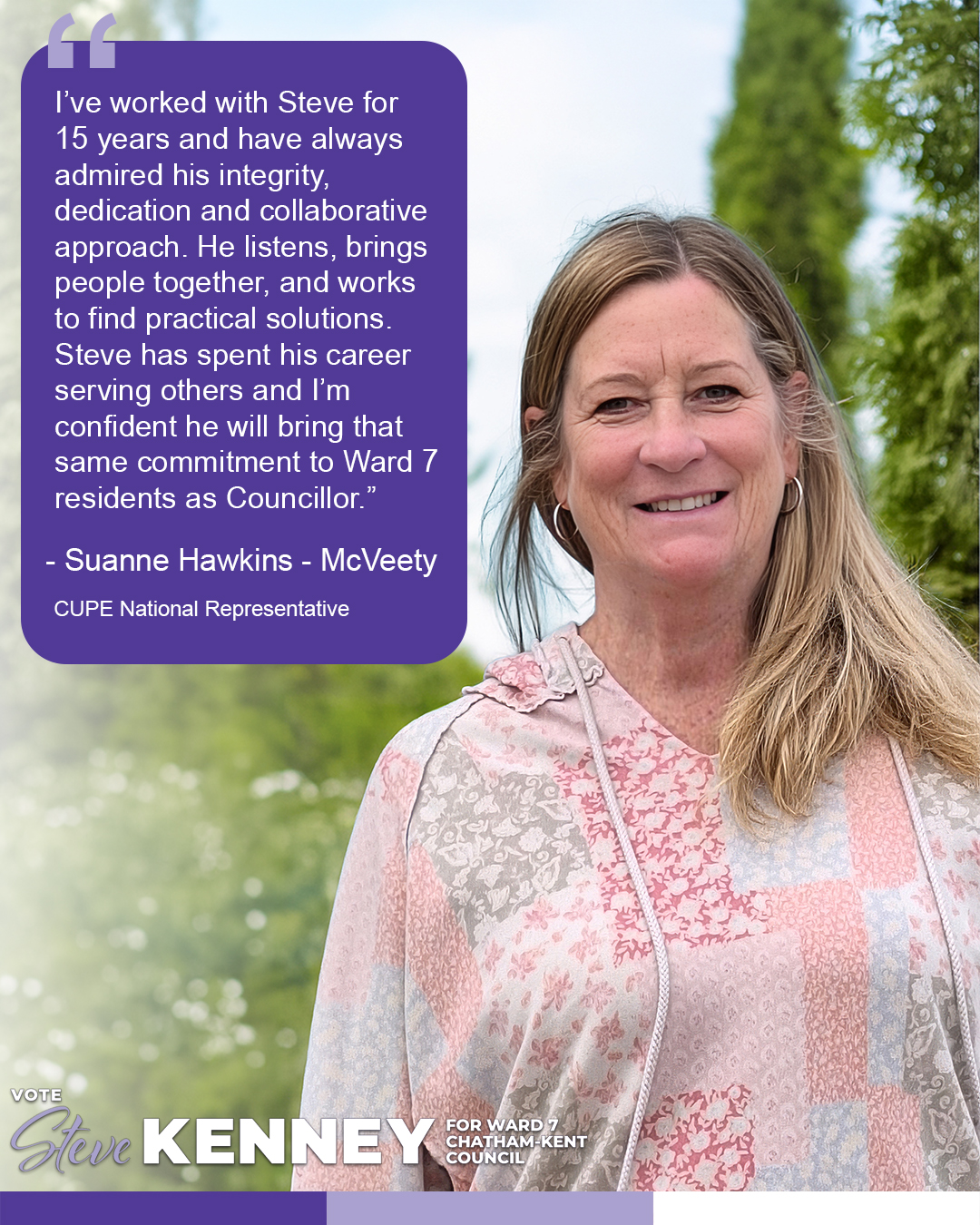 Suanne Hawkins-McVeety Endorsement - Steve Kenney Ward 7
